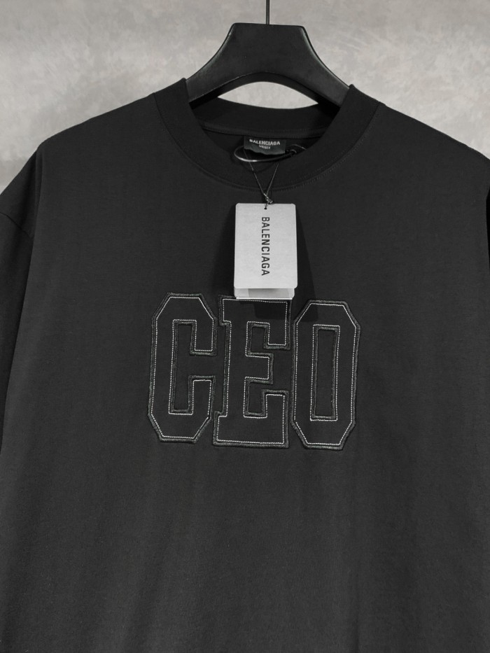 Balenciaga Ceo Team Logo Boxy T-shirt in Heather Grey/Black
