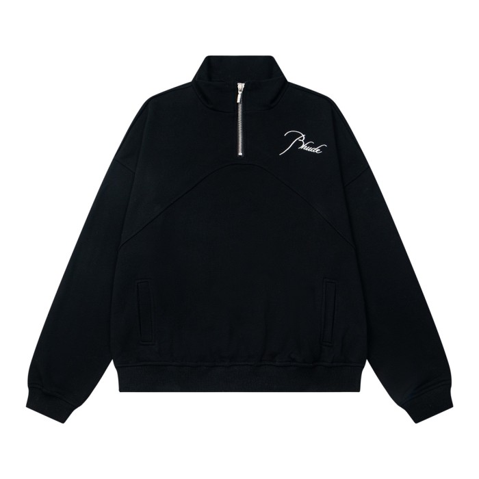 Rhude Grey Embroidered Quarter-Zip Sweater