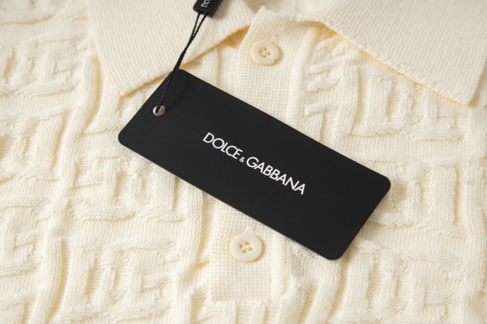 Dolce & Gabbana Silk jacquard polo-shirt with DG logo in Beige for Men