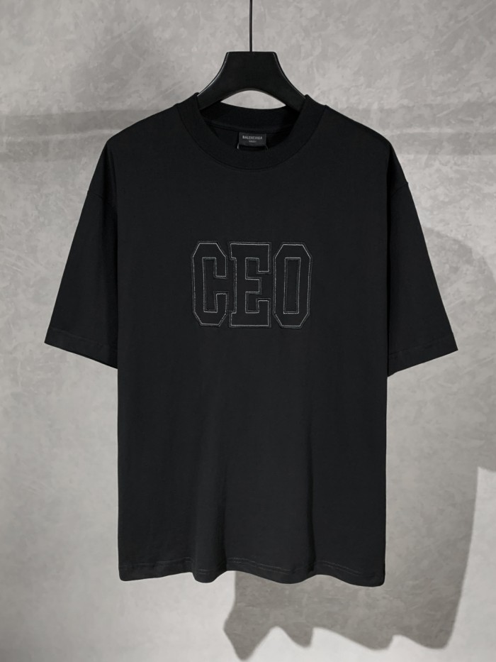 Balenciaga Ceo Team Logo Boxy T-shirt in Heather Grey/Black