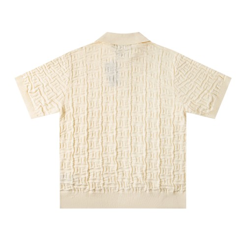 Dolce & Gabbana Silk jacquard polo-shirt with DG logo in Beige for Men