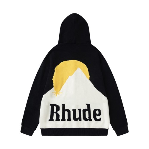 Rhude Moonlight Knit Zip Up Hoodie Black Hoodies