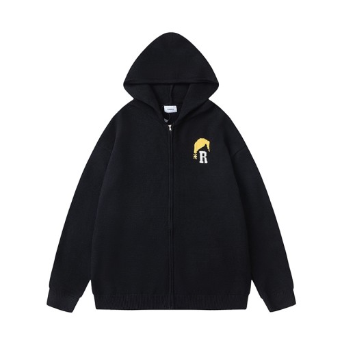 Rhude Moonlight Knit Zip Up Hoodie Black Hoodies