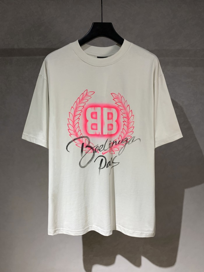 Balenciaga Hand-painted wheat ears short-sleeved T-shirt
