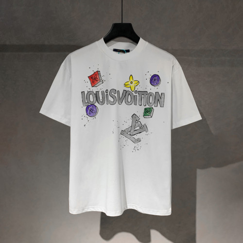 Louis Vuitton Logo Hand-Painted Short Sleeve T-Shirt