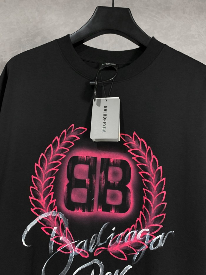 Balenciaga Hand-painted wheat ears short-sleeved T-shirt