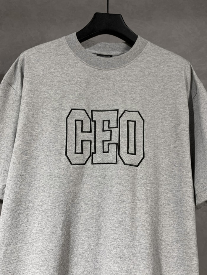 Balenciaga Ceo Team Logo Boxy T-shirt in Heather Grey/Black