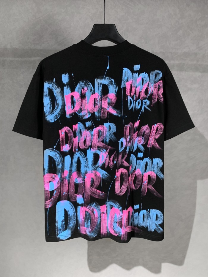 Dior Graffiti LOGO Short Sleeve T-shirt