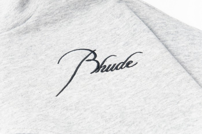 Rhude Grey Embroidered Quarter-Zip Sweater