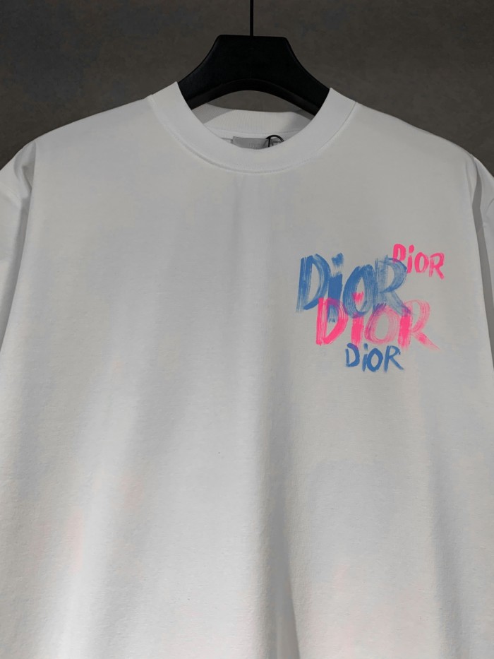 Dior Graffiti LOGO Short Sleeve T-shirt
