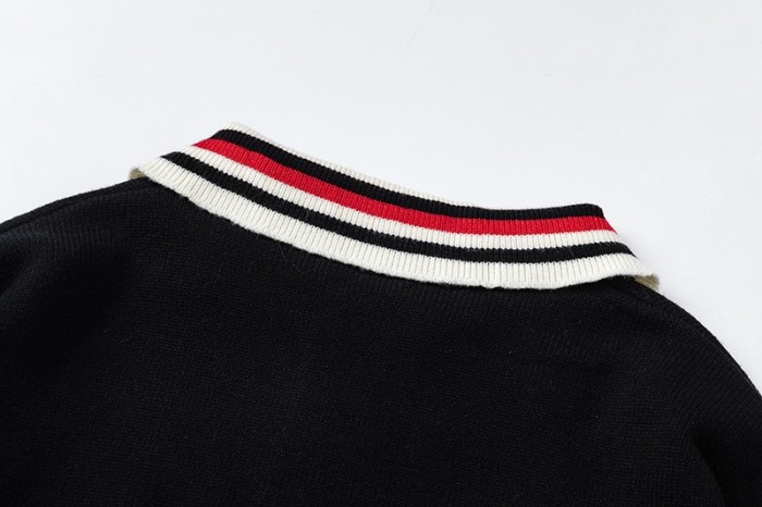 Rhude Black & Red Knit Logo Rugby Polo