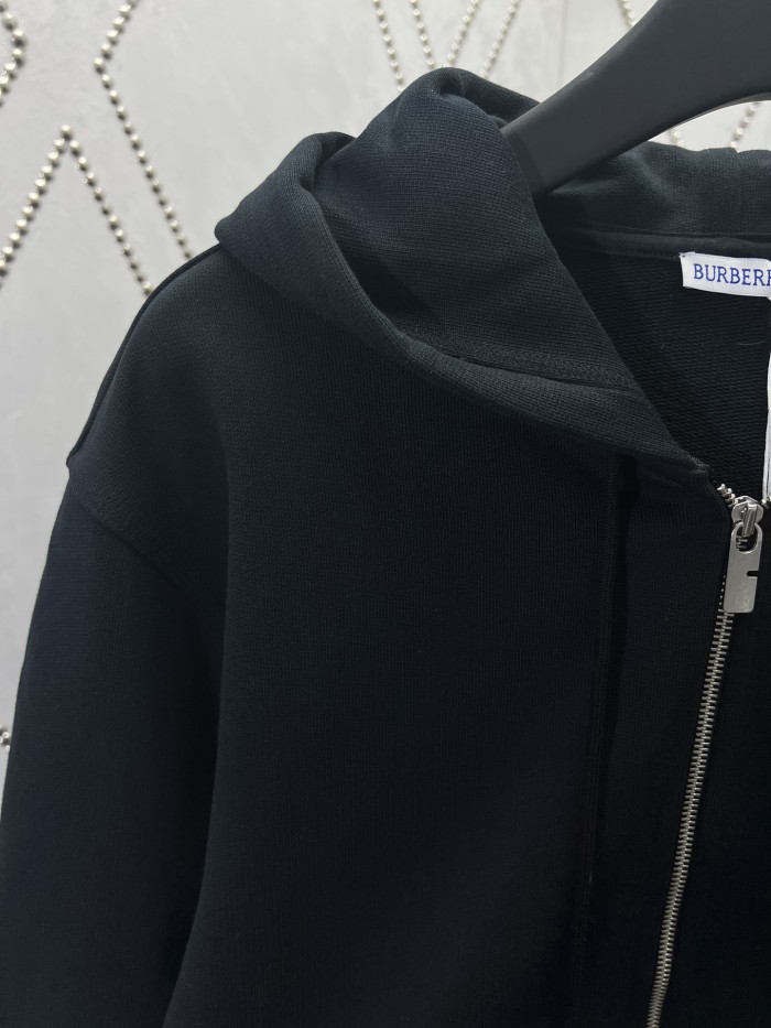 Burberry Check Label Cotton Full-Zip Hoodie