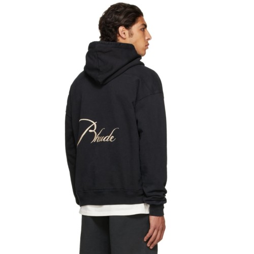 Rhude SSENSE Exclusive Black Script Hoodie