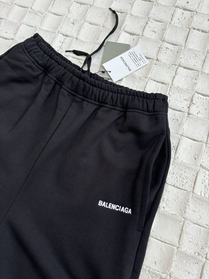 Balenciaga Logo Cotton Shorts - Black