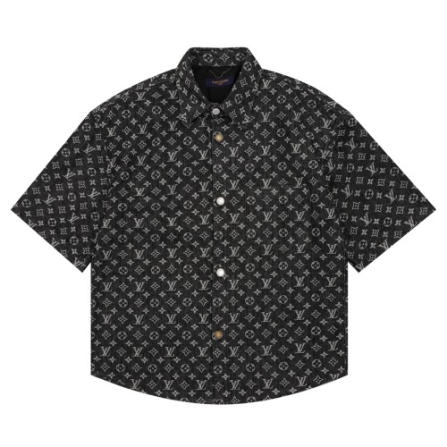 Louis Vuitton FA full print pearl button jacquard denim short sleeve shirt