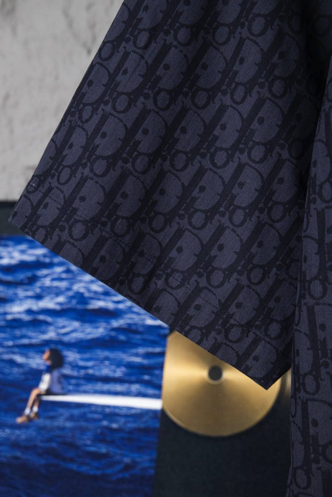 Dior Oblique Kasuri Cotton Denim Short-Sleeved Overshirt Navy Blue and Black