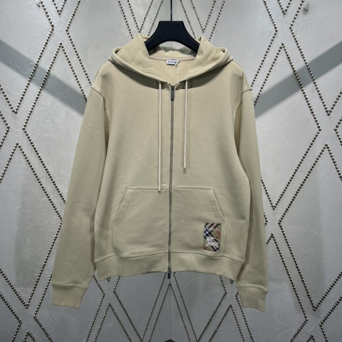 Burberry Check Label Cotton Full-Zip Hoodie