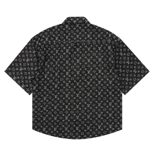 Louis Vuitton FA full print pearl button jacquard denim short sleeve shirt