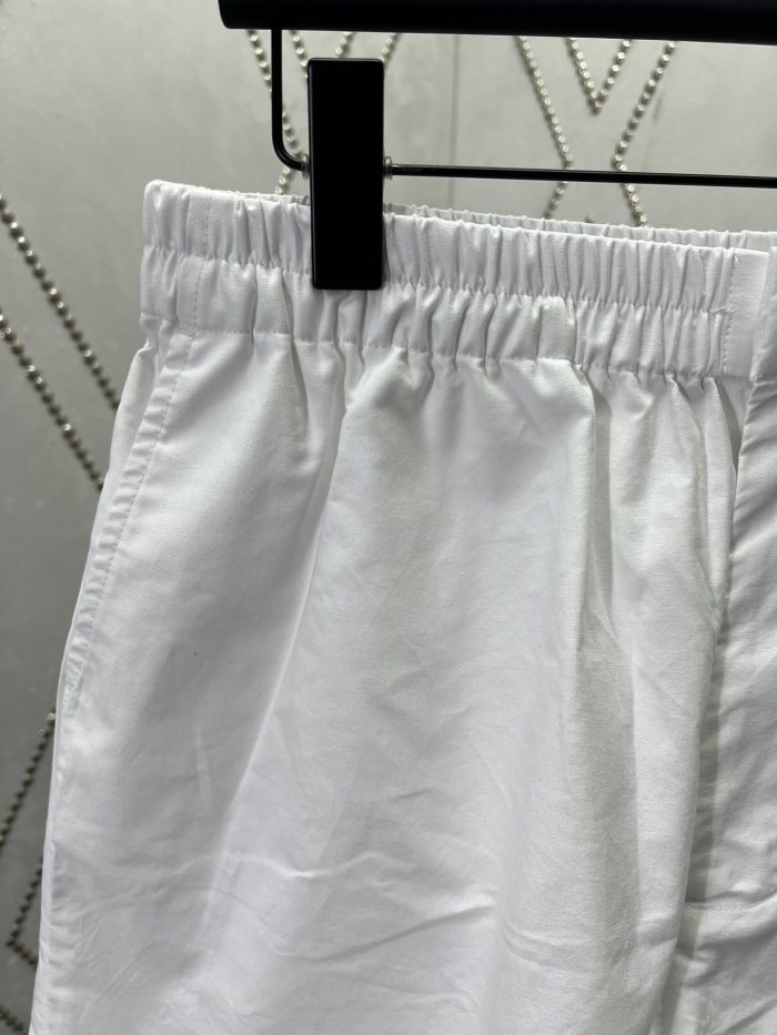 GUCCI Oxford cotton shorts with embroidery in navy