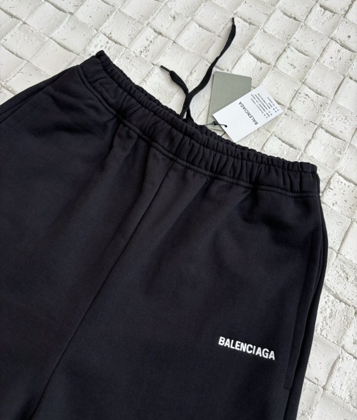 Balenciaga Logo Cotton Shorts - Black
