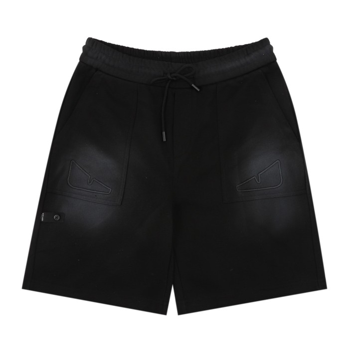 Fendi Monster Eyes Embroidered Washed Shorts