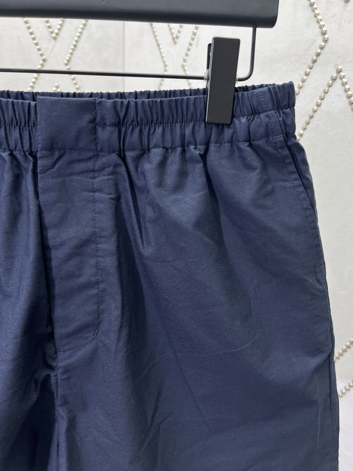 GUCCI Oxford cotton shorts with embroidery in navy