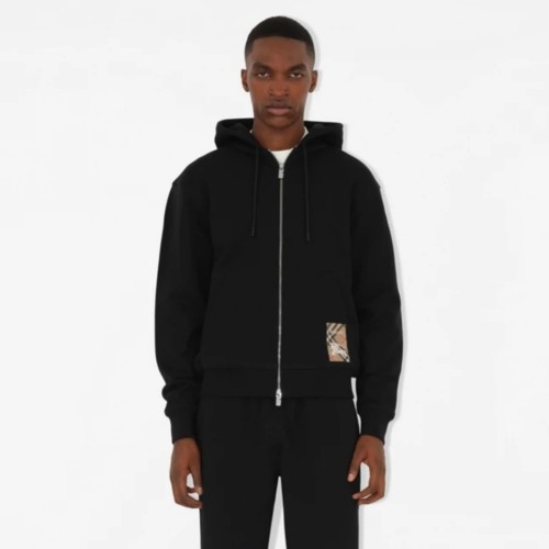 Burberry Check Label Cotton Full-Zip Hoodie