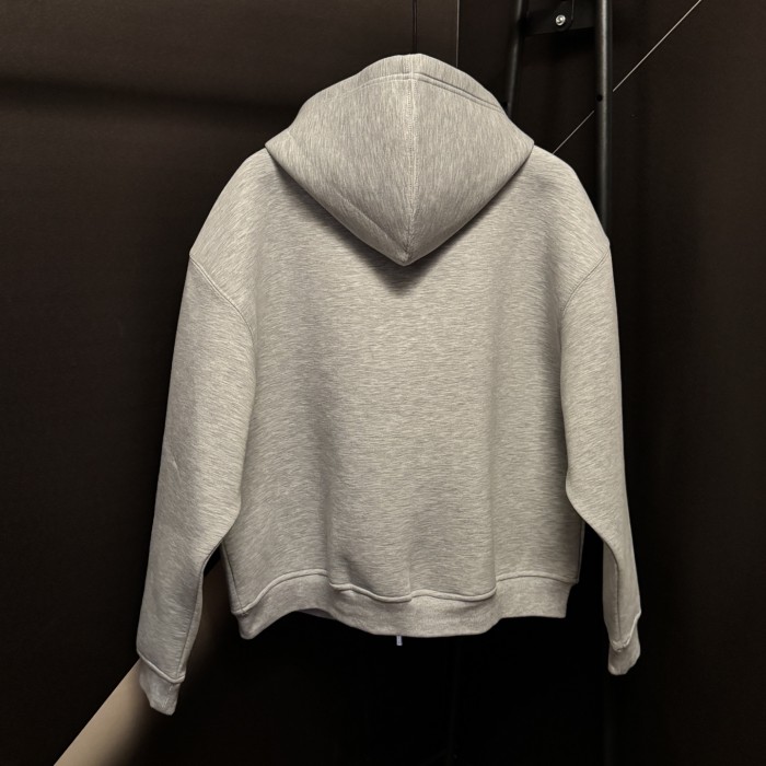 MiuMiu Logo Embroidered Patch Hooded Zip-up Sweatshirt