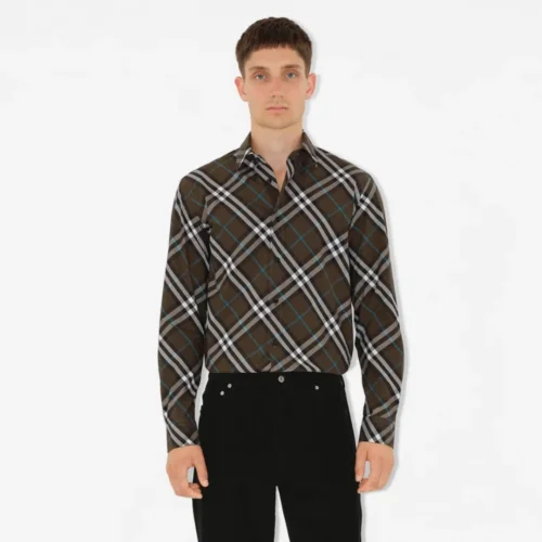 Burberry Regular Fit Check Cotton Shirt in Snug - Men