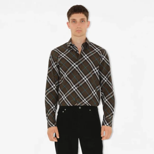 Burberry Regular Fit Check Cotton Shirt in Snug - Men