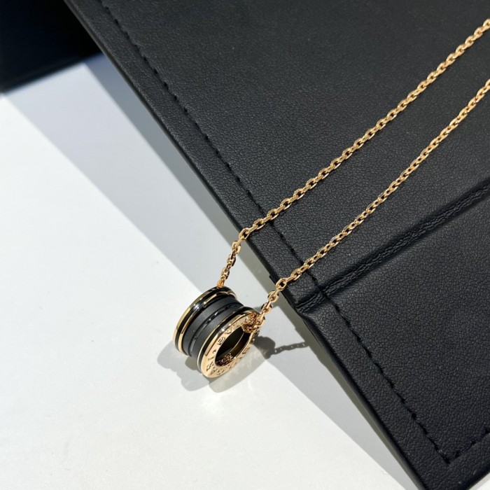 Bvlgari B.Zero1 Black Ceramic 18K Rose Gold Pendant Necklace Bvlgari