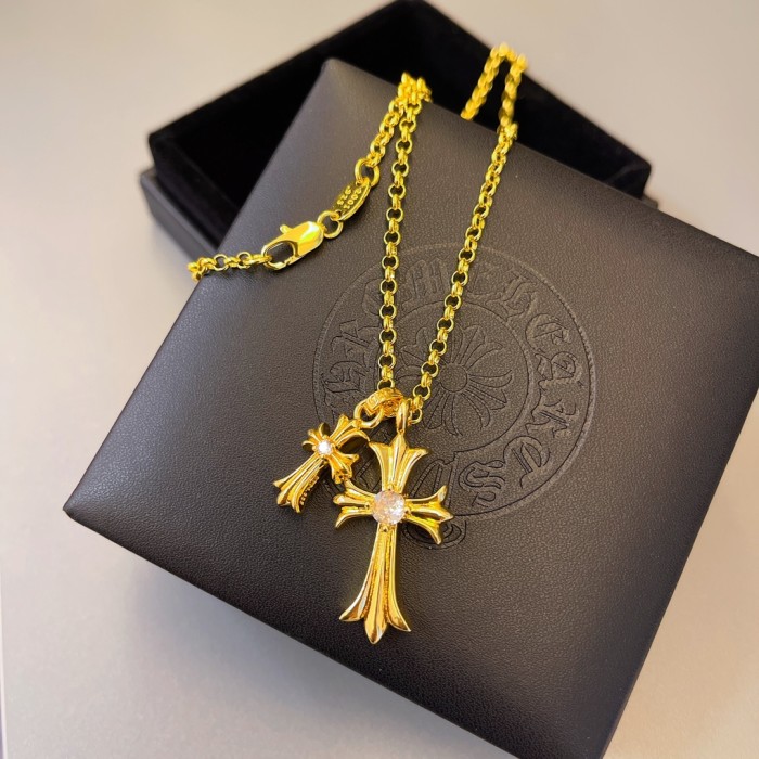 Chrome Hearts Tiny Fat CH Cross Pave diamonds Necklace