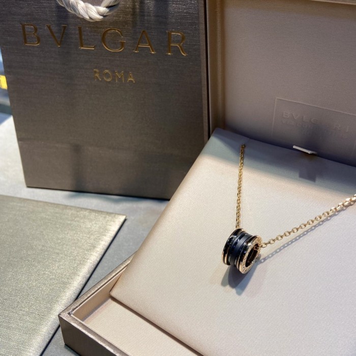 Bvlgari B.Zero1 Black Ceramic 18K Rose Gold Pendant Necklace Bvlgari