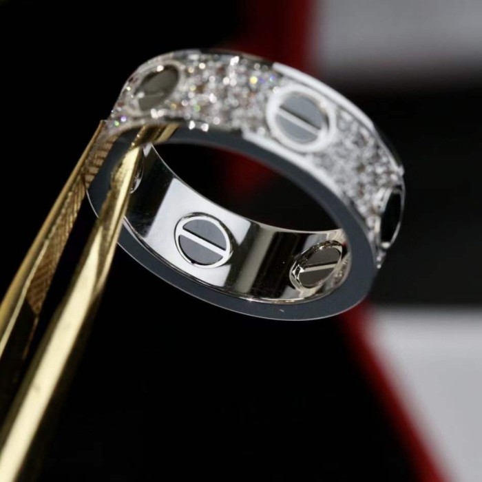 Cartier 18kt White Gold Love Diamond Ring Silver