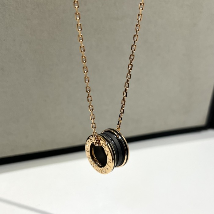 Bvlgari B.Zero1 Black Ceramic 18K Rose Gold Pendant Necklace Bvlgari