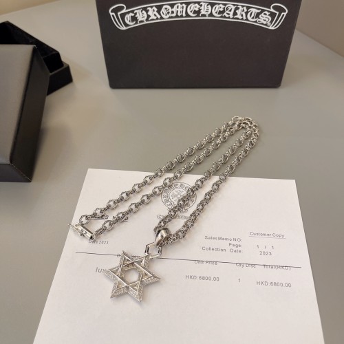 Chrome Hearts Diamond Star of David Pendant Necklace