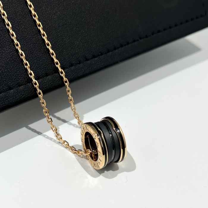 Bvlgari B.Zero1 Black Ceramic 18K Rose Gold Pendant Necklace Bvlgari