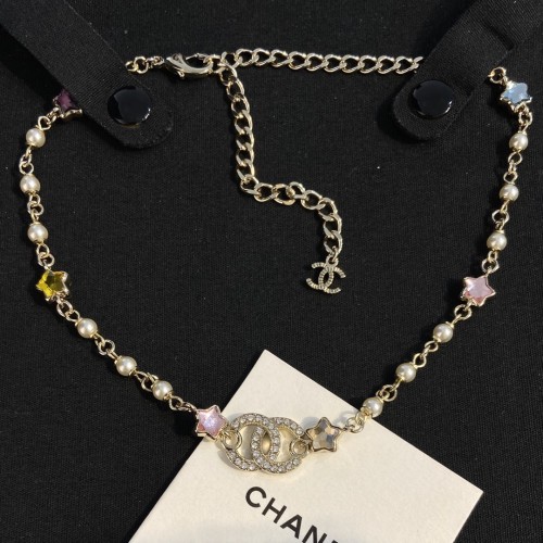 Chanel Necklace - Metal, glass pearls & strass Gold, Pearly White & Multicolor