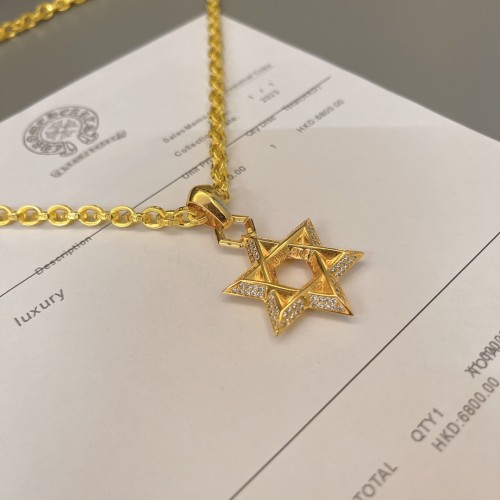 Chrome Hearts Diamond Star of David Pendant Necklace