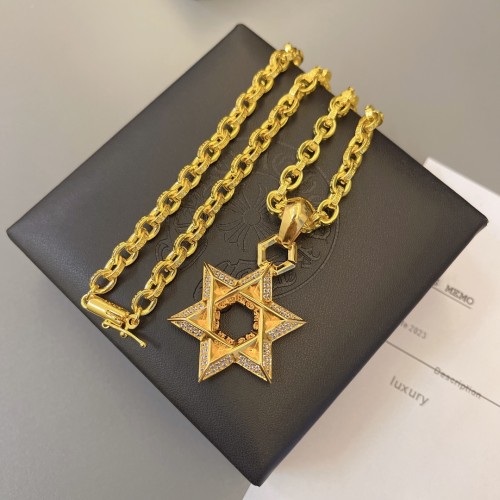 Chrome Hearts Diamond Star of David Pendant Necklace