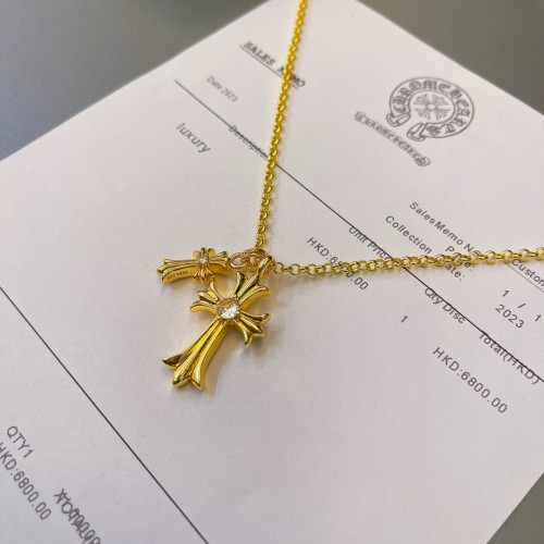 Chrome Hearts Tiny Fat CH Cross Pave diamonds Necklace