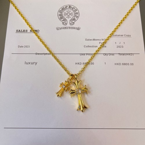 Chrome Hearts Tiny Fat CH Cross Pave diamonds Necklace