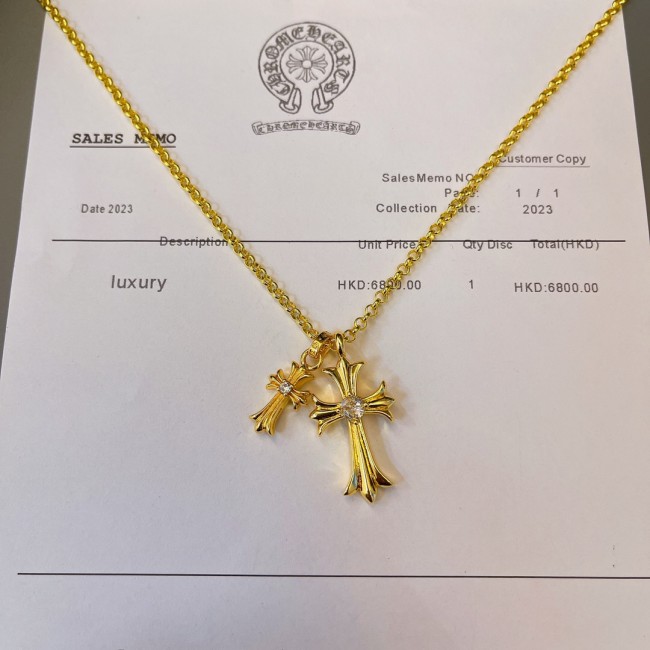 Chrome Hearts Tiny Fat CH Cross Pave diamonds Necklace
