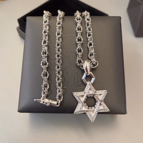 Chrome Hearts Diamond Star of David Pendant Necklace