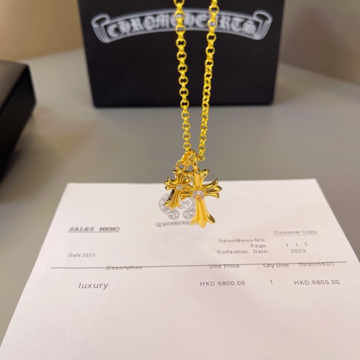 Chrome Hearts Tiny Fat CH Cross Pave diamonds Necklace