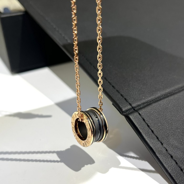 Bvlgari B.Zero1 Black Ceramic 18K Rose Gold Pendant Necklace Bvlgari