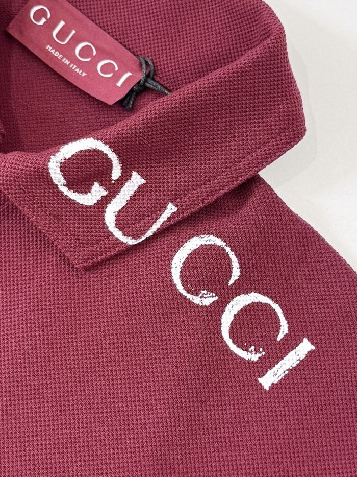 GUCCI Cotton polo shirt in Gucci Rosso Ancora red