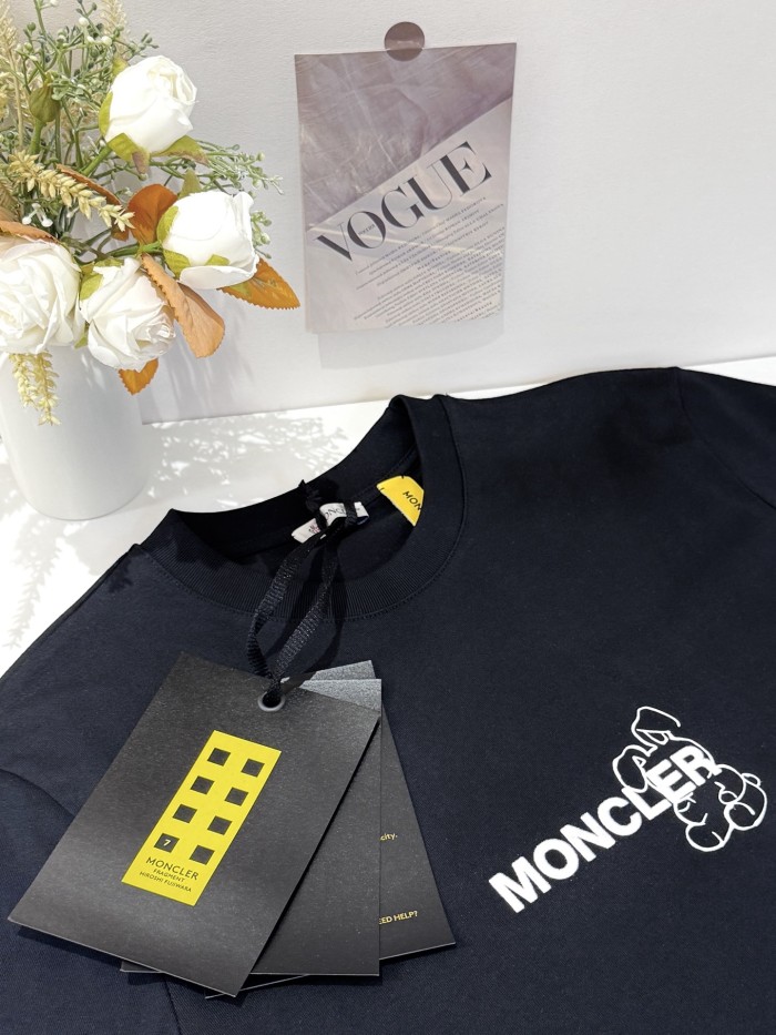 Light Pink Moncler x FRGMT Cartoon Logo Cotton T-Shirt