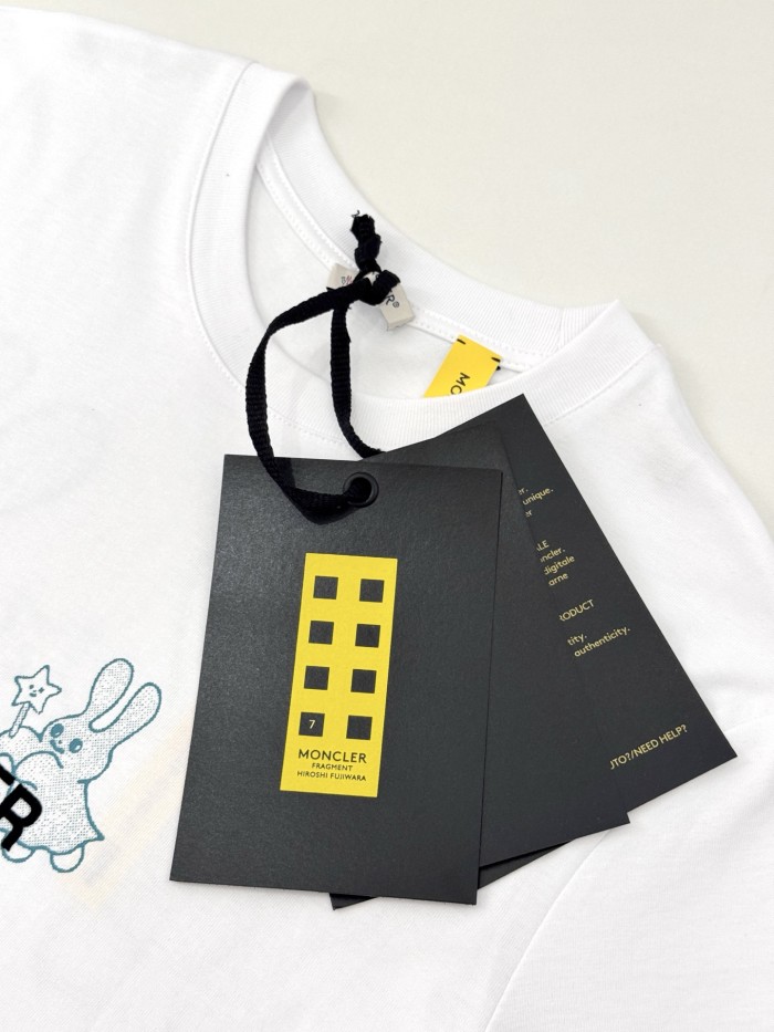 White Moncler x FRGMT Cartoon Logo Cotton T-Shirt