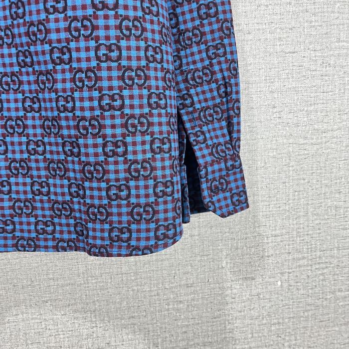 GUCCI GG gingham cotton wool jacket in green and blue